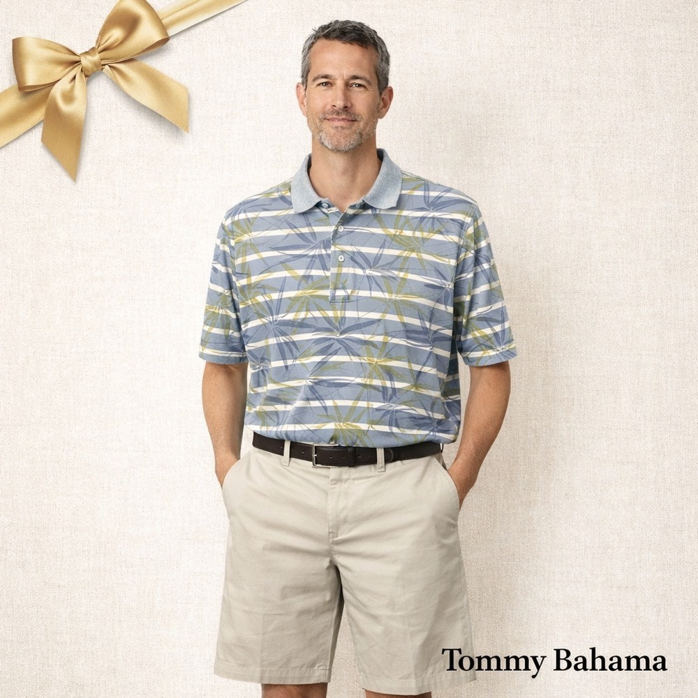 Tommy Bahama Golf Polo Patterned Cotton Blend L